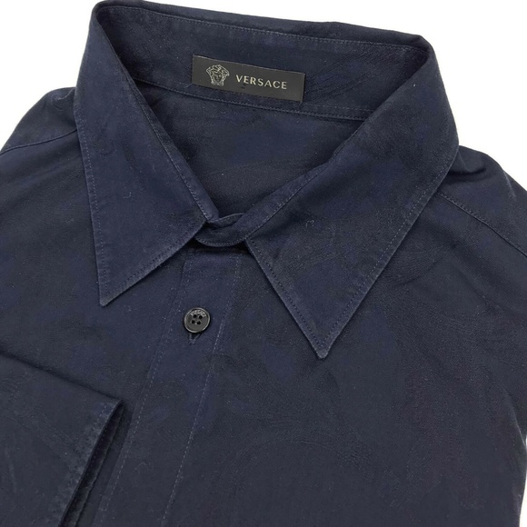 VERSACE Button Down Shirt Blue Paisley 40 Size M - Picture 2 of 8